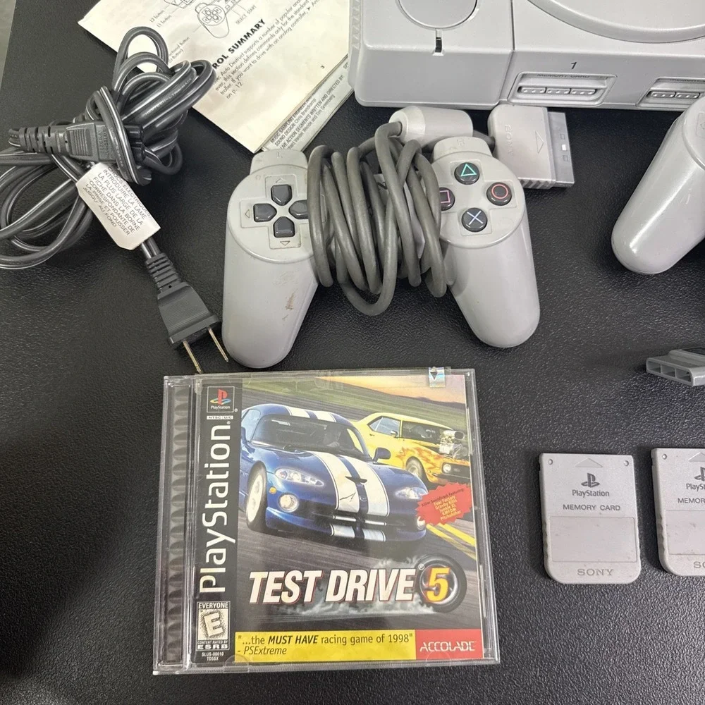 Sony PlayStation PS1 Console Bundle 9 Games & 2 Controllers Memory Cards Tested